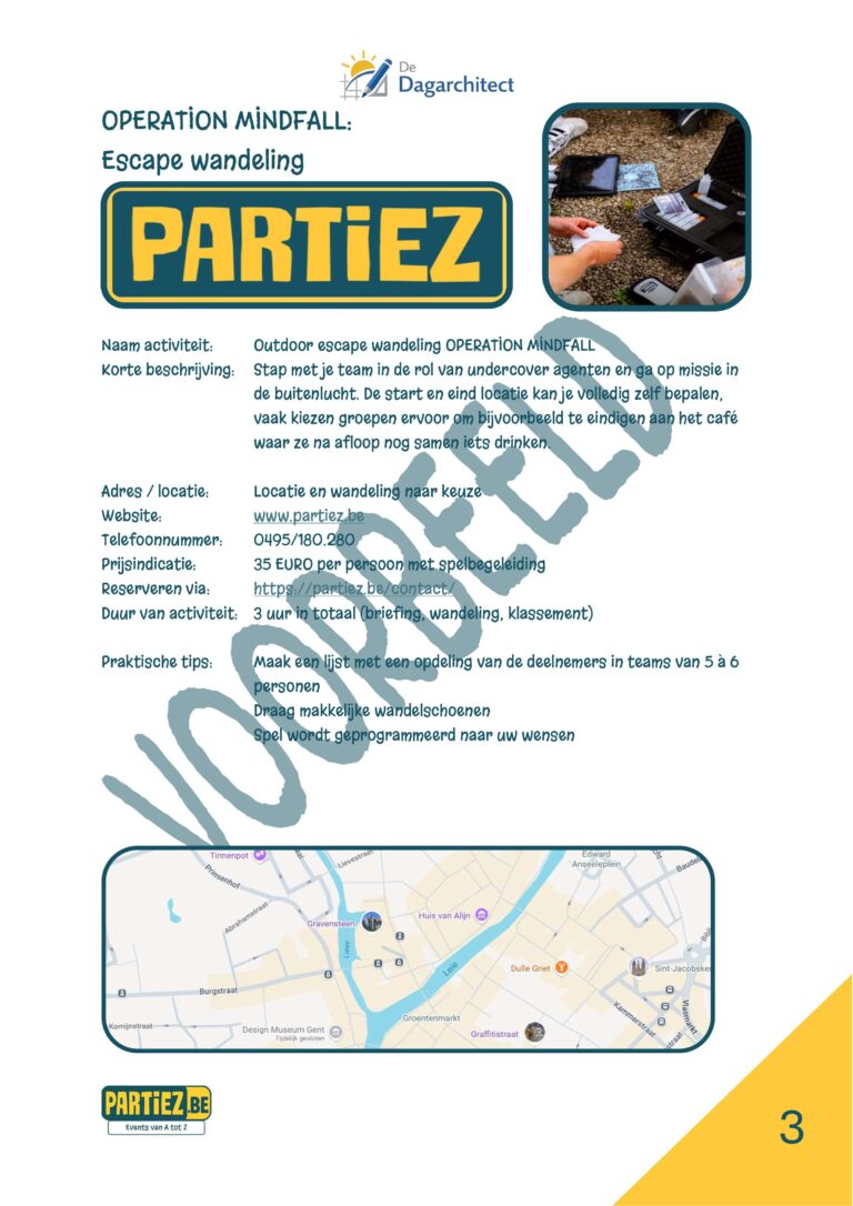 Voorbeeld dagplanning Teambuilding - Activiteit